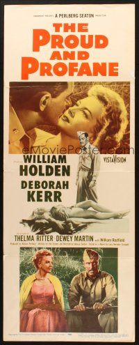 2w693 PROUD & PROFANE insert '56 romantic close up of William Holden & Deborah Kerr!