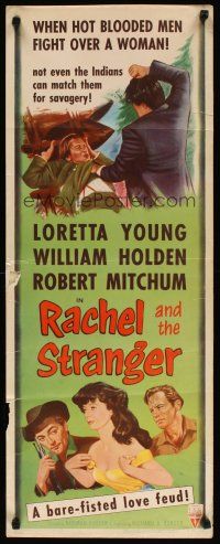 2w700 RACHEL & THE STRANGER insert R53 William Holden & Robert Mitchum fight over Loretta Young!