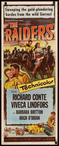 2w701 RAIDERS insert '52 Richard Conte & Viveca Lindfors, last furious days of gold mine wars!