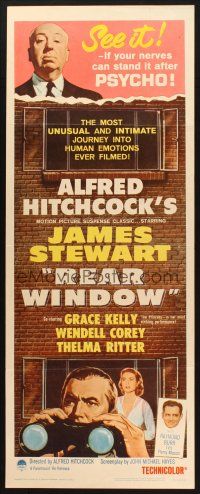 2w708 REAR WINDOW insert R62 Alfred Hitchcock, art of voyeur Jimmy Stewart & sexy Grace Kelly!