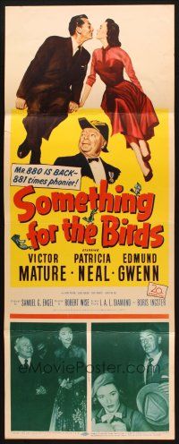 2w754 SOMETHING FOR THE BIRDS insert '52 Victor Mature, Patricia Neal, Edmund Gwenn, Robert Wise