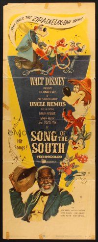 2w759 SONG OF THE SOUTH insert R56 Walt Disney, Uncle Remus, Br'er Rabbit & Br'er Bear!