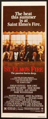 2w764 ST. ELMO'S FIRE insert '85 Rob Lowe, Demi Moore, Emilio Estevez, Ally Sheedy, Judd Nelson