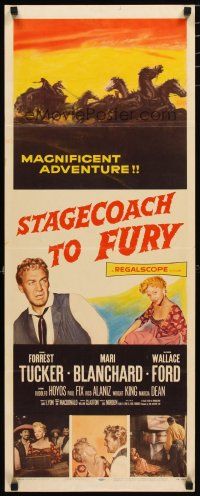 2w766 STAGECOACH TO FURY insert '56 Marie Blanchard & Forrest Tucker in magnificent adventure!