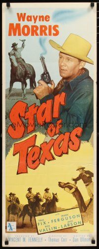 2w768 STAR OF TEXAS insert '53 great close up of Texas Ranger Wayne Morris holding smoking gun!