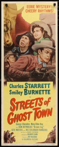 2w781 STREETS OF GHOST TOWN insert '50 Charles Starrett as The Durango Kid & Smiley Burnette!