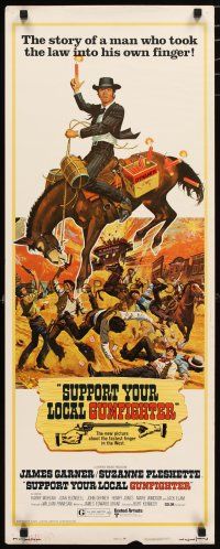 2w786 SUPPORT YOUR LOCAL GUNFIGHTER insert '71 wacky art of cowboy James Garner on donkey!