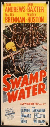 2w788 SWAMP WATER insert R47 Jean Renoir, art of top stars by the sinister mysterious swamp!