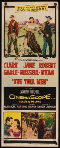 2w793 TALL MEN insert '55 art of Clark Gable, sexy Jane Russell showing leg, Robert Ryan!