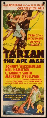 2w796 TARZAN THE APE MAN insert R54 art of Johnny Weismuller & Maureen O'Sullivan!