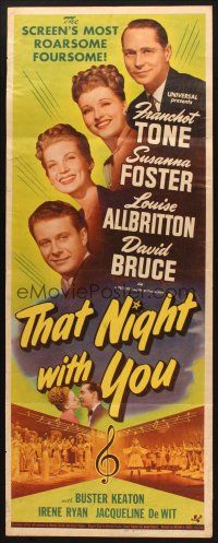 2w807 THAT NIGHT WITH YOU insert '45 Franchot Tone, Susanna Foster, David Bruce, Allbritton!