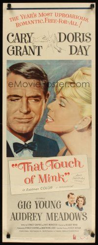 2w808 THAT TOUCH OF MINK insert '62 great close up art of Cary Grant & Doris Day!