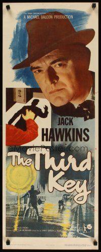 2w816 THIRD KEY insert '57 cool art of Jack Hawkins with safecracker, The Long Arm!