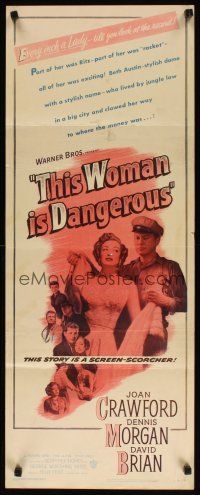 2w818 THIS WOMAN IS DANGEROUS insert '52 Joan Crawford was every inch a lady, Dennis Morgan!