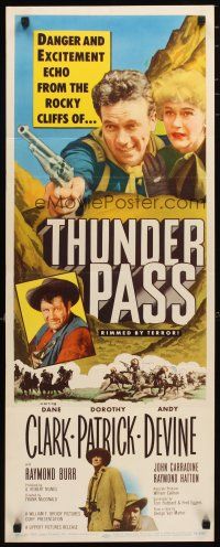 2w821 THUNDER PASS insert '54 Dane Clark, Dorothy Patrick, one man defies the Kiowa & Comanche!
