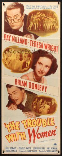 2w842 TROUBLE WITH WOMEN insert '46 Ray Milland, Teresa Wright, Brian Donlevy!