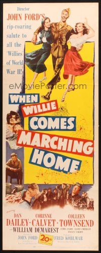 2w873 WHEN WILLIE COMES MARCHING HOME insert '50 John Ford's rip-roaring salute to World War II!