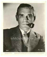 2x103 BORIS KARLOFF 8.25x10 still '30s head & shoulders close up in suit & tie with pipe in mouth!