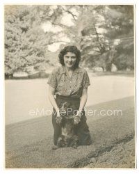 2x158 CLAIRE ADAMS deluxe 8.25x10.25 still '20s kneeling outside taking a portrait with her dog!