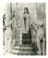 2x164 CLEOPATRA 8.25x10 still '63 full-length Elizabeth Taylor in costume between cat statues!