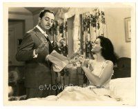 2x360 HEAVENLY BODY 8x10.25 still '44 sexy Hedy Lamarr in bed shows horoscope to William Powell!