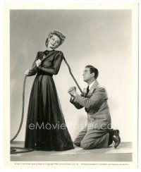 2x364 HER PRIMITIVE MAN candid 8x10 still '44 Robert Paige begs Louise Allbritton to let him go!