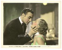 2x375 HISTORY IS MADE AT NIGHT color 8x10 still '37 c/u of Charles Boyer about to kiss Jean Arthur!