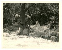 2x391 HULA 8x10 still '27 scared Clara Bow points at something in the water in Hawaii!