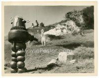 2x415 INVISIBLE BOY 8x10.25 still '57 great image of Robby the Robot & guy with flamethrower!