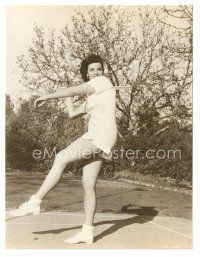 2x432 JANE RUSSELL 7.25x9.5 still '50s full-length on tennis court swinging her racket!