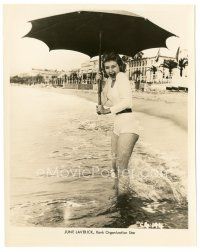 2x470 JUNE LAVERICK 8x10 still '50s great c/u of the English actress on the beach with umbrella!