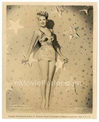 2x594 MARIE MCDONALD 8x10 still '44 full-length in sexy swimsuit over starry background!