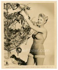 2x593 MARIE MCDONALD 8x10 still '44 full-length in sexy skimpy Christmas outfit decorating tree!