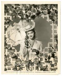 2x607 MARTHA O'DRISCOLL 8x10 still '45 c/u portrait wearing great dress & parasol in heart frame!