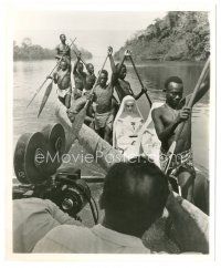 2x698 NUN'S STORY candid 8x10 still '59 religious Audrey Hepburn filmed in canoe with natives!