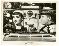 2x799 SABRINA 8x10 still '54 c/u of Audrey Hepburn & William Holden in car with dog, Billy Wilder