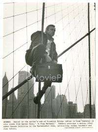 2x811 SEAN CONNERY 7x9.5 still '66 great c/u sitting on Brooklyn Bridge cables in A Fine Madness!