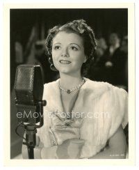 2x857 STAR IS BORN 8.25x10 still '37 close up of pretty Janet Gaynor in fur crying at microphone!