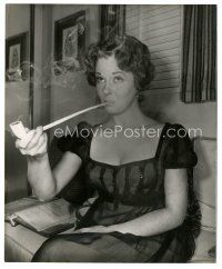 2x870 SUSAN HAYWARD 8x10 still '40s wacky portrait smoking pipe while studying her script!