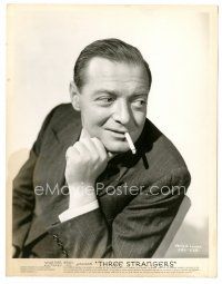2x909 THREE STRANGERS 8x10.25 still '46 best portrait of Peter Lorre smiling w/cigarette in mouth!