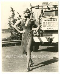 2x947 VALERIE PERRINE 7.75x9.5 still '70s full-length in sexy skimpy dress by hazardous truck!