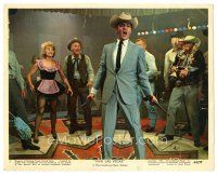 2x959 VIVA LAS VEGAS color 8x10 still #3 '64 Elvis Presley performing with cowboy hat & two guns!