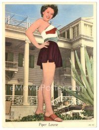 2x738 PIPER LAURIE color 7.25x9.5 still '50s incredibly young full-length sexy cheesecake pose!