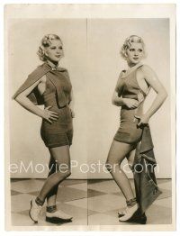 2x612 MARY CARLISLE German 6.5x8.75 news photo '30s split image modeling sexy swimsuit with zipper!