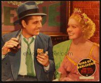 2y055 KING OF BURLESQUE jumbo LC '35 sexy Alice Faye smiles at Warner Baxter with Coke & hot dog!