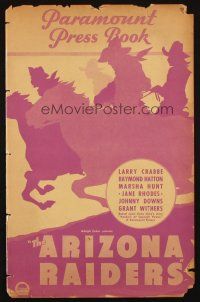 2y116 ARIZONA RAIDERS pressbook '36 Buster Crabbe, from Zane Grey's story, cool art!