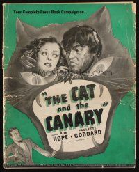 2y123 CAT & THE CANARY pressbook '39 Bob Hope & sexy Paulette Goddard, cool different art!