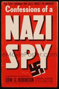 2y125 CONFESSIONS OF A NAZI SPY pressbook '39 Edward G. Robinson, World War II espionage!