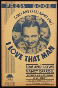2y153 I LOVE THAT MAN pressbook '33 sexy Nancy Carroll & girls are crazy about Edmund Lowe!