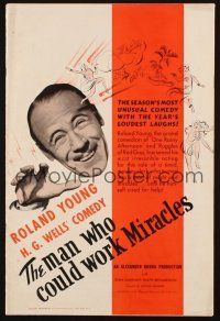 2y168 MAN WHO COULD WORK MIRACLES pressbook '37 H.G. Wells, includes full-color herald!